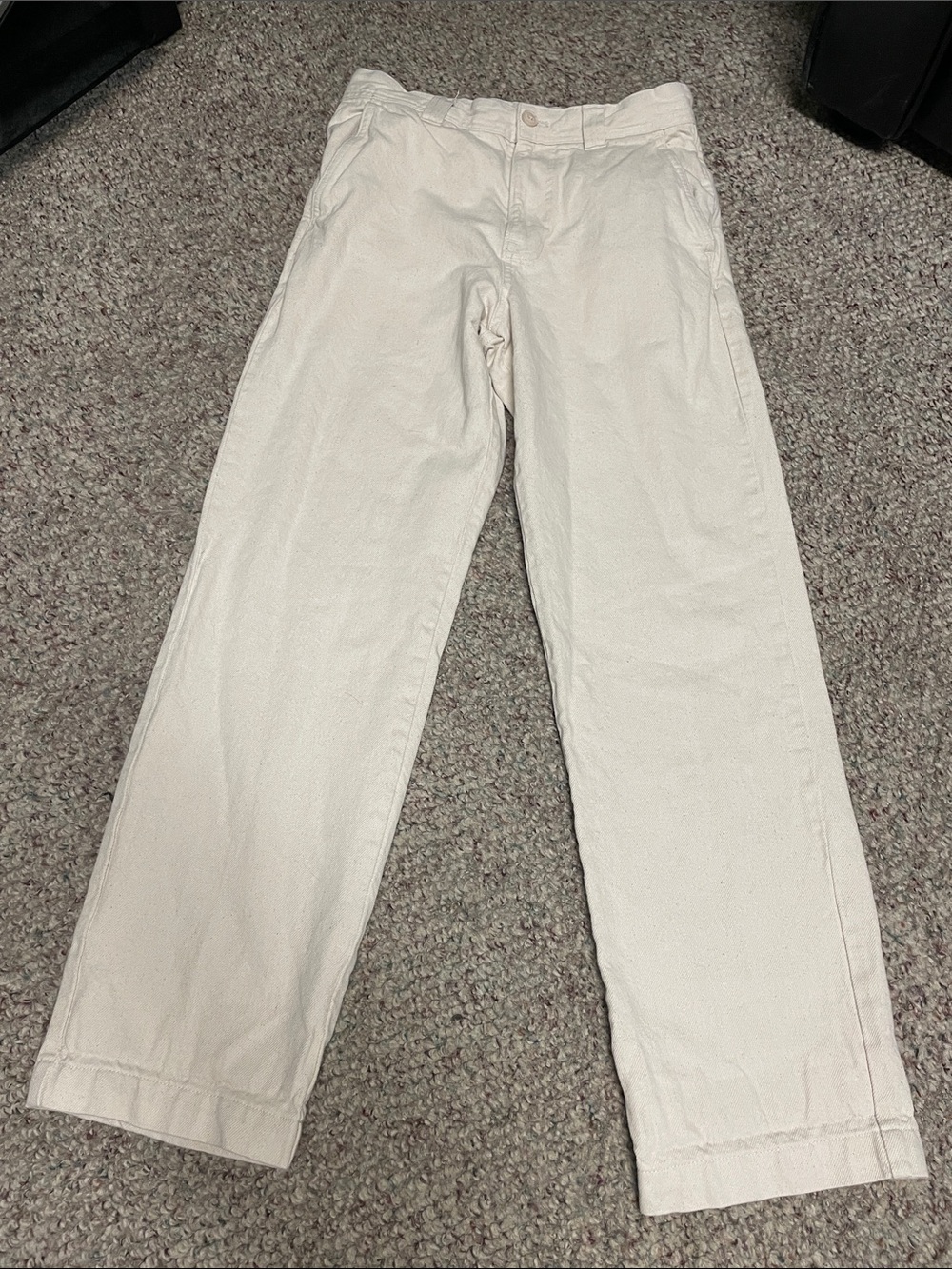 Zara 100% cotton Cream Straight-Leg Casual Pants